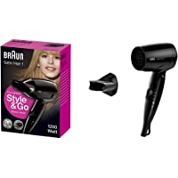 Braun Satin Hair 1 HD130 Style&amp-Go - Secador de pelo viaje- multivoltaje- 1200W- negro